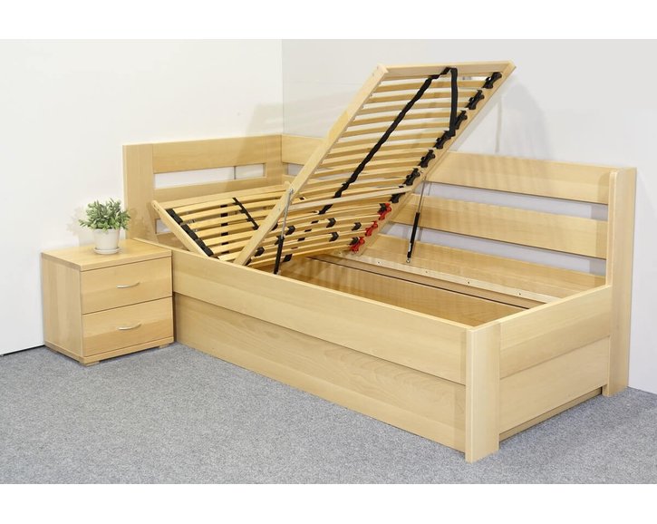 Posteľ s úložným priestorom Valentin-Ľavá, 80x200, 90x200 cm, masív buk