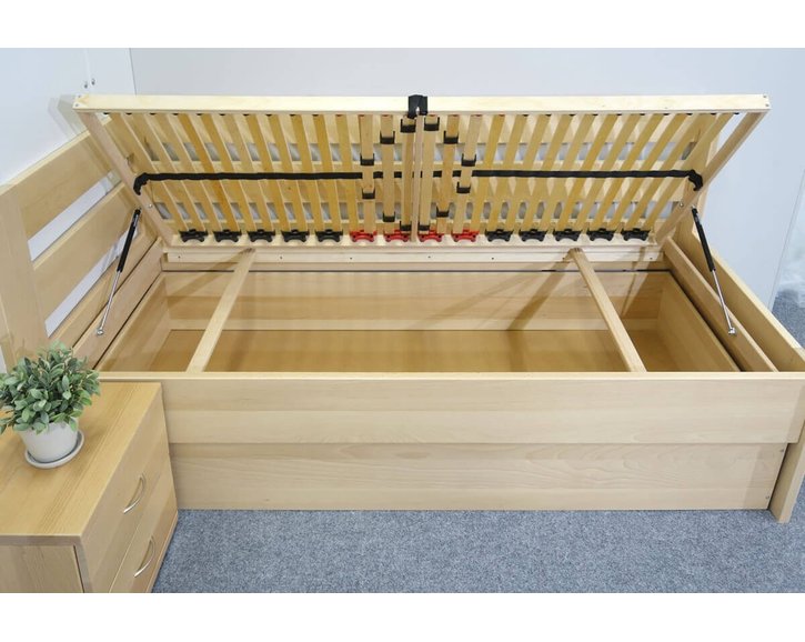 Posteľ s úložným priestorom Valentin-Ľavá, 80x200, 90x200 cm, masív buk