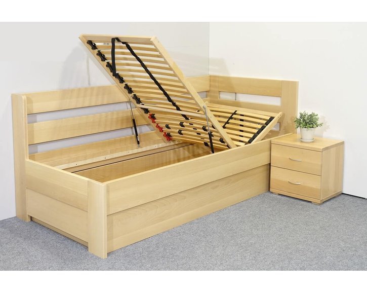 Posteľ s úložným priestorom Valentin-Pravá, 80x200, 90x200 cm, masív buk