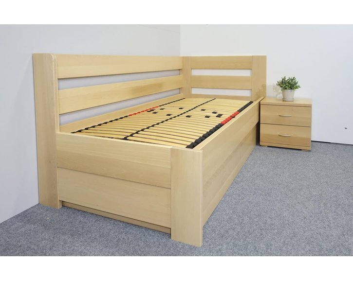 Posteľ s úložným priestorom Valentin-Pravá, 80x200, 90x200 cm, masív buk
