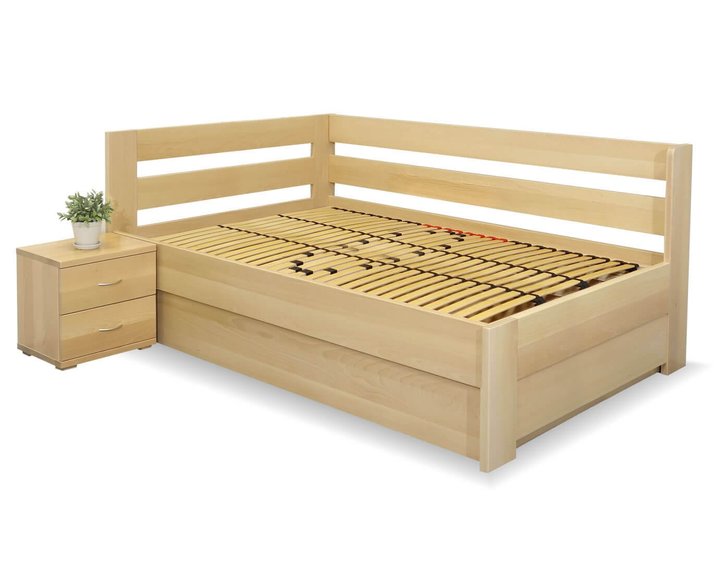 Posteľ s úložným priestorom Valentin-Ľavá, 140x200 cm, masív buk