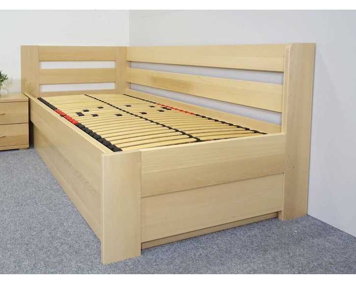 Posteľ s úložným priestorom Valentin-Ľavá, 140x200 cm, masív buk