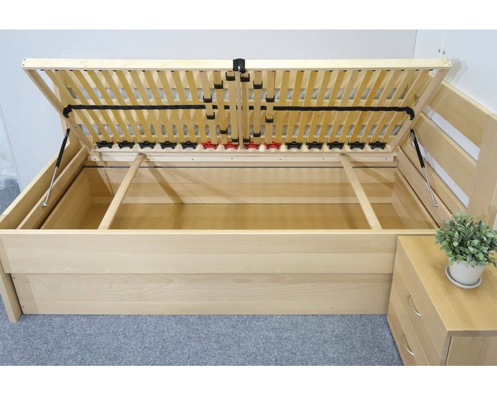 Posteľ s úložným priestorom Valentin-Pravá, 120x200 cm, masív buk Posteľ s úložným priestorom Valentin-Pravá, 120x200 cm, masív buk