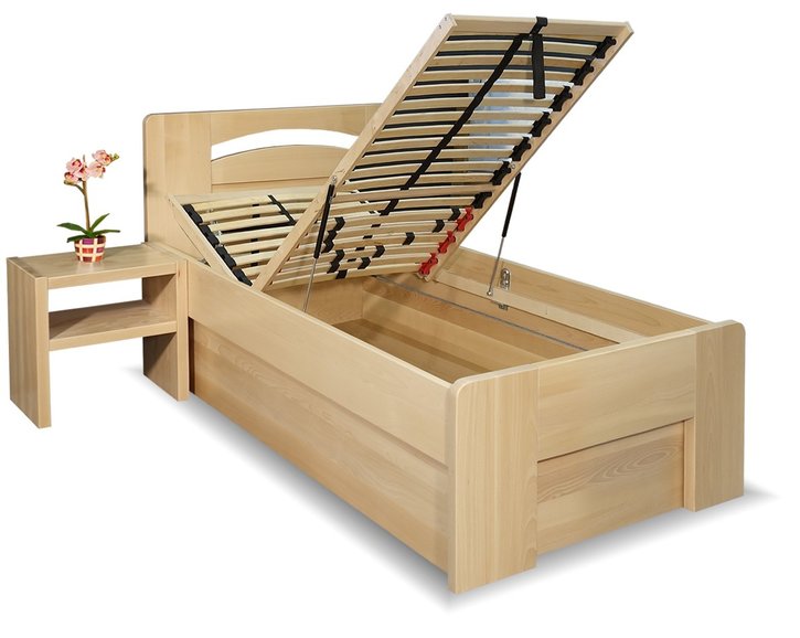 Zvýšená posteľ s úložným priestorom Riči, 90x220, masív buk Zvýšená posteľ s úložným priestorom Riči, 90x220, masív buk