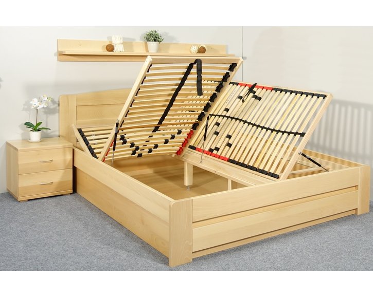 Posteľ z masívu s úložným priestorom Justina, 160x200, 180x200, masív buk