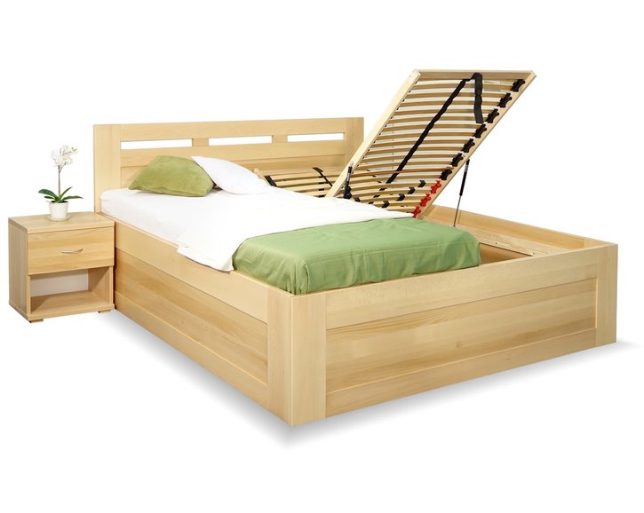 Vysoká posteľ s úložným priestorom Floria, masív buk, 180x210 Vysoká posteľ s úložným priestorom Floria, masív buk, 180x210