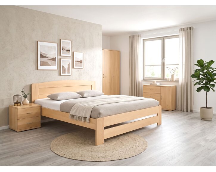 Posteľ dvojlôžko s roštami Justina, masív buk - pohľad č. 2
