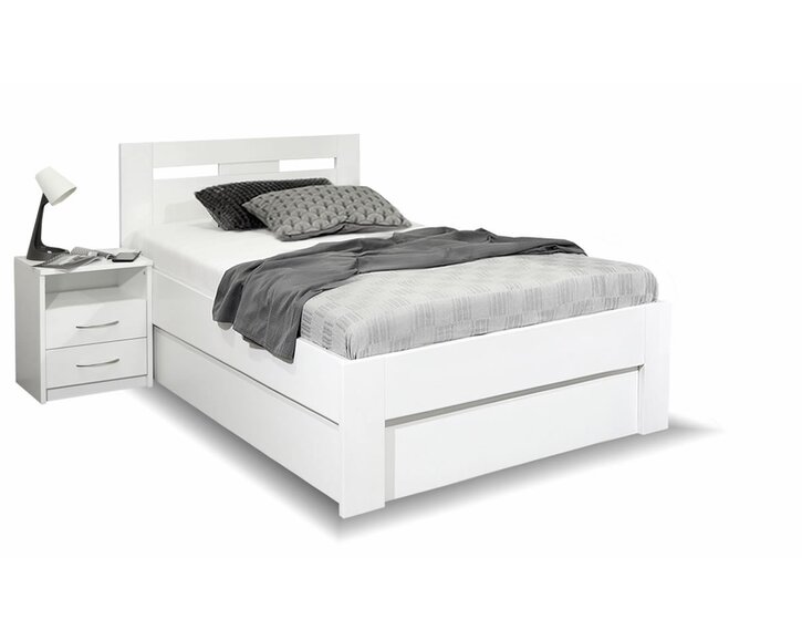 Posteľ z masívu s úložným priestorom 120x200 SENÁTOR, BIELA