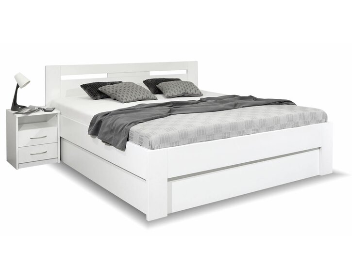 Posteľ z masívu s úložným priestorom SENÁTOR, BIELA