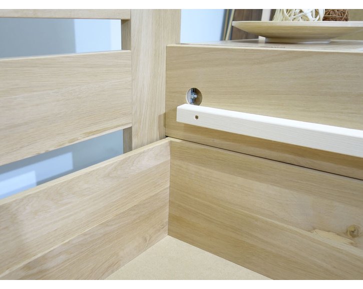 Posteľ dvojlôžko s úložným priestorom Justina, masív dub