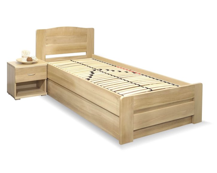 Posteľ jednolôžko s úložným priestorom Justina, masív dub