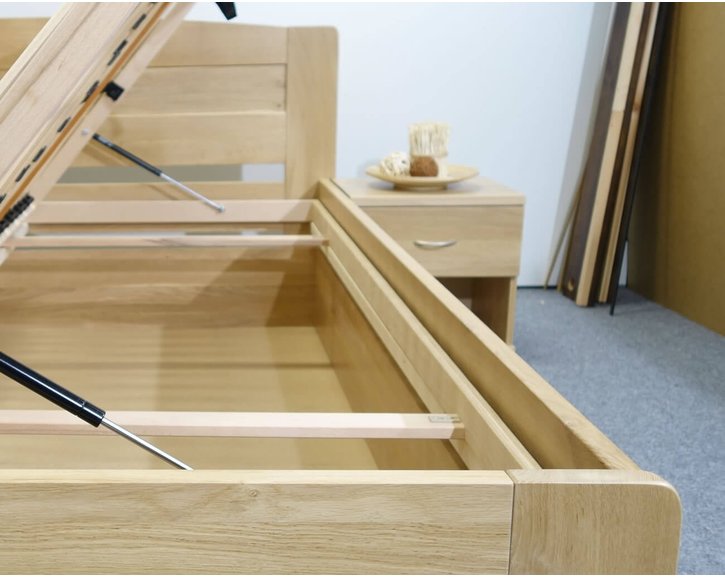 Posteľ jednolôžko s úložným priestorom Justina, masív dub