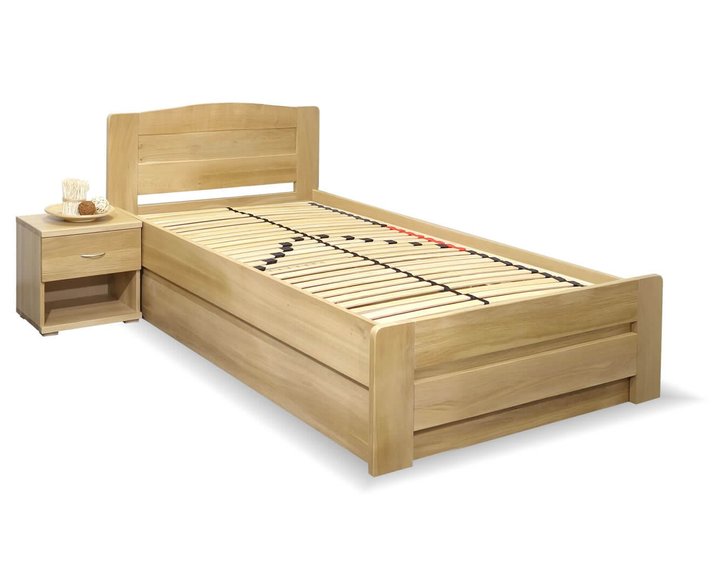 Posteľ jednolôžko s úložným priestorom Justina, masív dub, 120x200