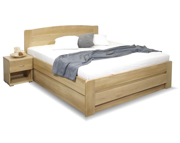 Posteľ jednolôžko s úložným priestorom Justina, masív dub, 120x200