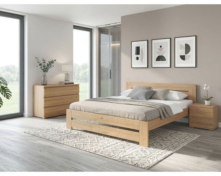 Drevená posteľ dvojlôžko Justina, masív dub