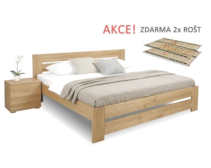 Drevená posteľ dvojlôžko Justina, masív dub