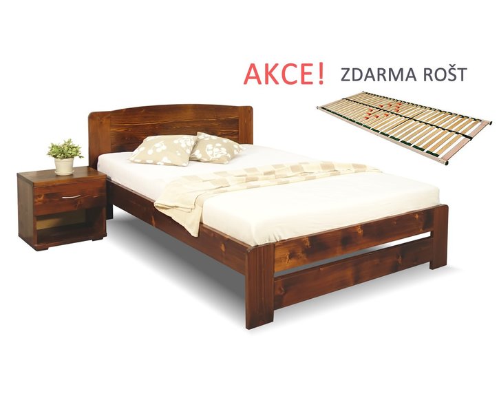 Posteľ s roštom Justina, 120x200cm, 140x200cm, masív smrek Posteľ s roštom Justina, 120x200cm, 140x200cm, masív smrek