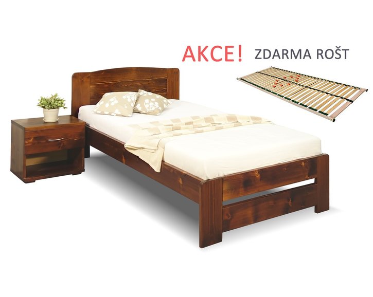 Posteľ s roštom Justina, 90x200cm, masív smrek Posteľ s roštom Justina, 90x200cm, masív smrek