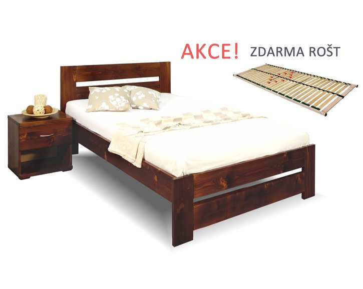 Jednolôžková posteľ s roštom Berni, 80x200, 90x200, masív smrek Jednolôžková posteľ s roštom Berni, 80x200, 90x200, masív smrek