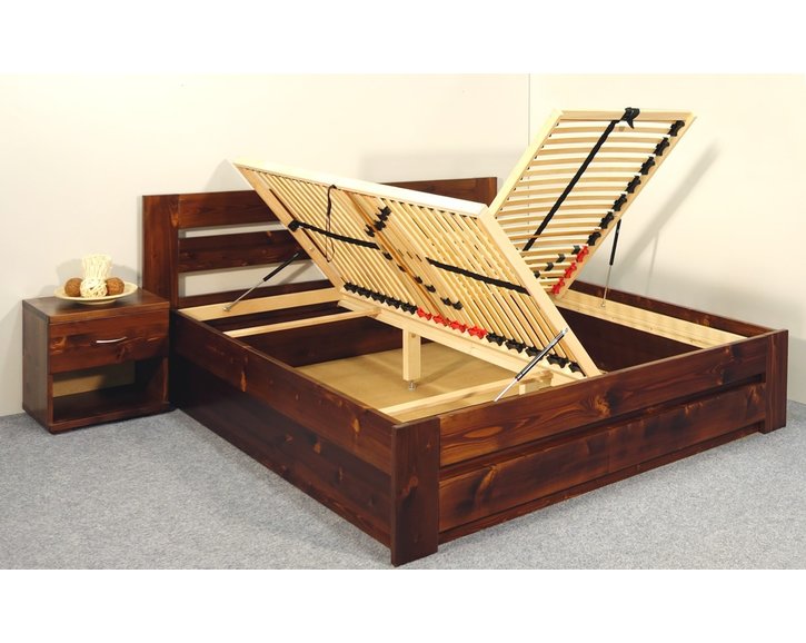 Posteľ z masívu s úložným priestorom Berni, 160x200, 180x200, masív smrek Posteľ z masívu s úložným priestorom Berni, 160x200, 180x200, masív smrek