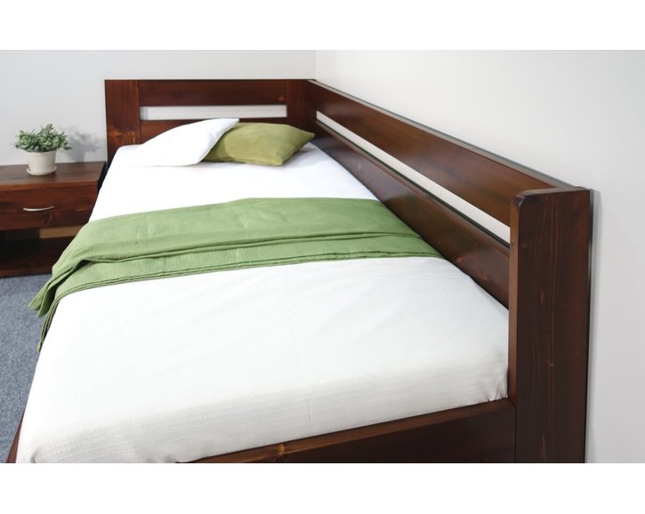 Vyvýšená posteľ z masívu Valentin, 120x200 cm - Ľavá