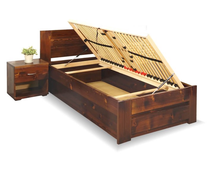 Posteľ s úložným priestorom Jirka, 80x200, 90x200, masív smrek Posteľ s úložným priestorom Jirka, 80x200, 90x200, masív smrek