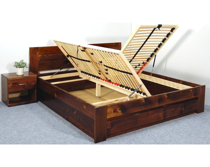 Posteľ s úložným priestorom Jirka, 160x200, 180x200, masív smrek