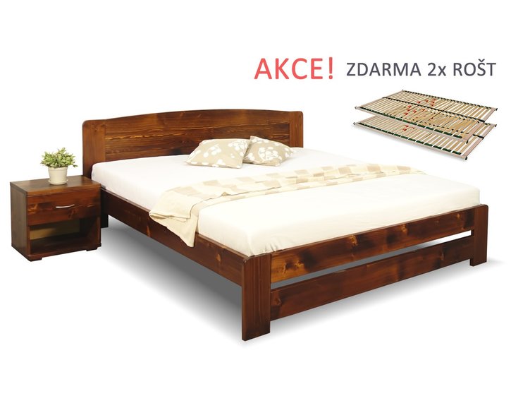 Posteľ s roštmi Justina, 180x220cm, masív smrek Posteľ s roštmi Justina, 180x220cm, masív smrek