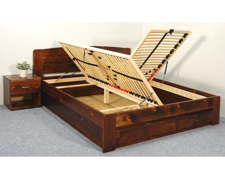 Posteľ z masívu s úložným priestorom Justina, 160x200, 180x200, masív smrek