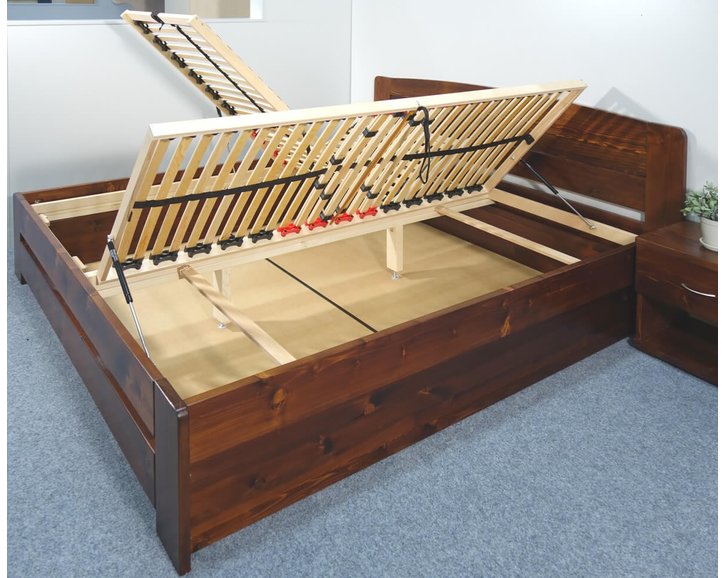 Posteľ z masívu s úložným priestorom Justina, 160x200, 180x200, masív smrek