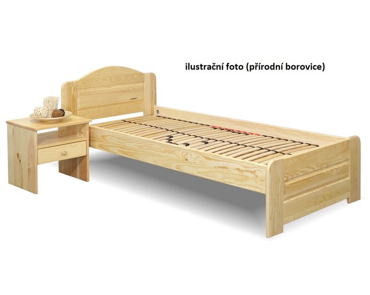 Drevená posteľ jednolôžko LADA, masív borovica, morený orech Drevená posteľ jednolôžko LADA, masív borovica, morený orech