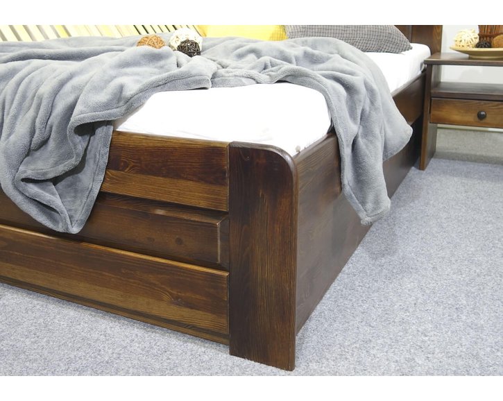 Drevená posteľ LADA, s úložným priestorom, masív borovica, morený orech Drevená posteľ LADA, s úložným priestorom, masív borovica, morený orech