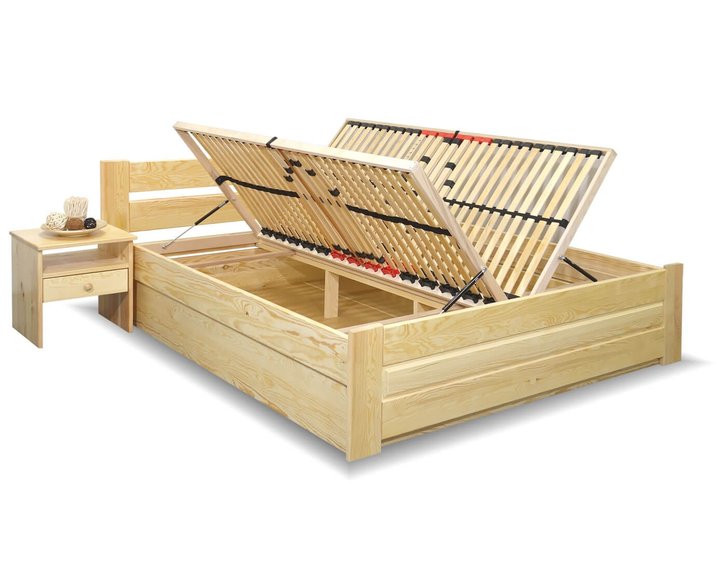 Posteľ dvojlôžko s úložným priestorom Hanka, masív borovica Posteľ dvojlôžko s úložným priestorom Hanka, masív borovica