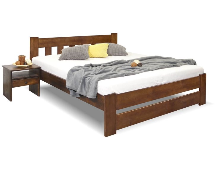 Posteľ dvojlôžko Barča, masív borovica, morený orech Posteľ dvojlôžko Barča, masív borovica, morený orech