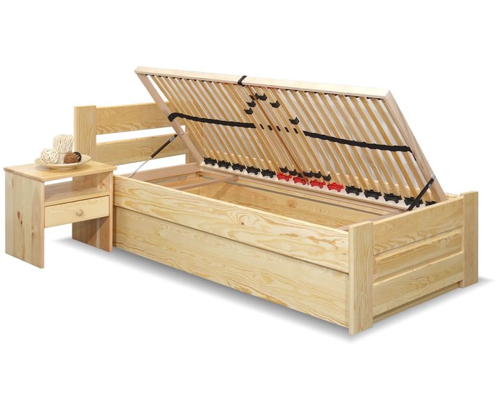 Posteľ s úložným priestorom Hanka, masív borovica, 120x200cm Posteľ s úložným priestorom Hanka, masív borovica, 120x200cm