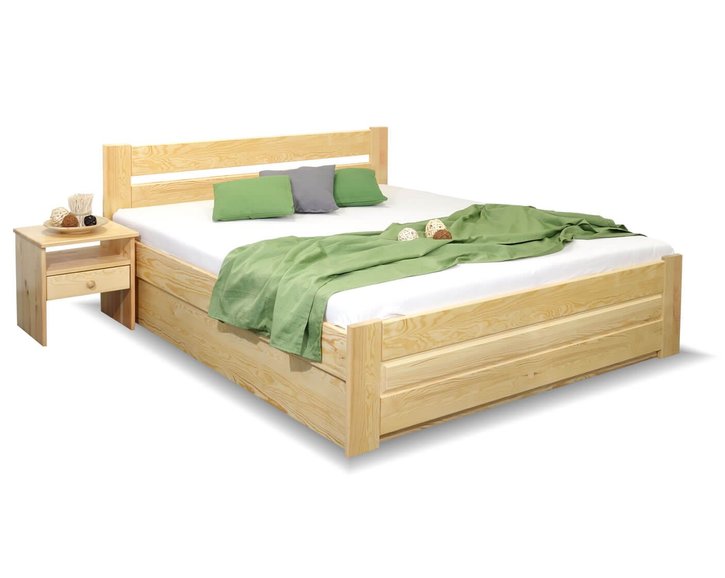 Drevená posteľ Hanka, s úložným priestorom, masív borovica