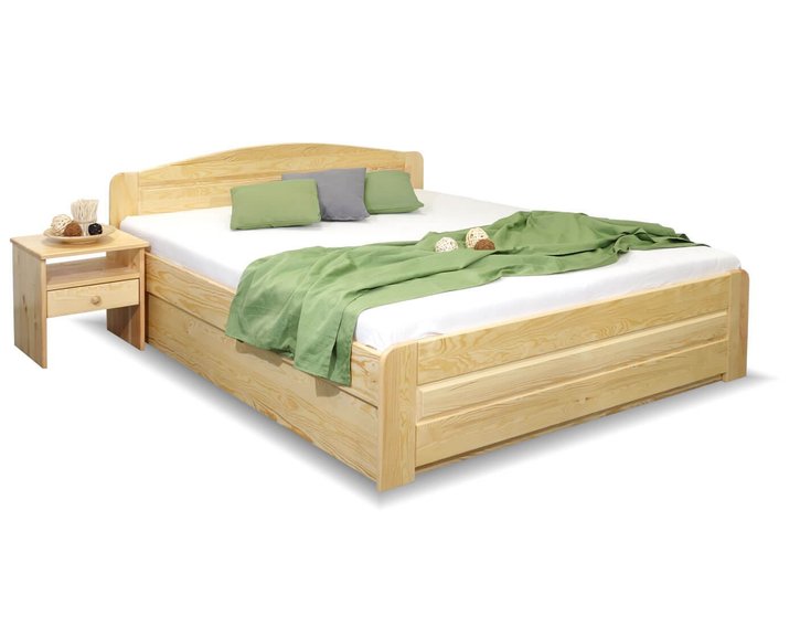 Drevená posteľ LADA, s úložným priestorom, masív borovica