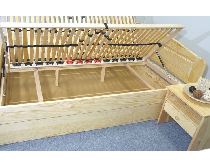 Drevená posteľ LADA, s úložným priestorom, masív borovica