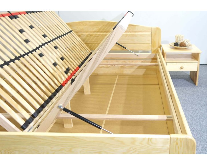 Drevená posteľ LADA, s úložným priestorom, masív borovica