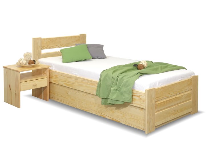 Posteľ jednolôžko s úložným priestorom Hanka, masív borovica, 120x200cm Posteľ jednolôžko s úložným priestorom Hanka, masív borovica, 120x200cm