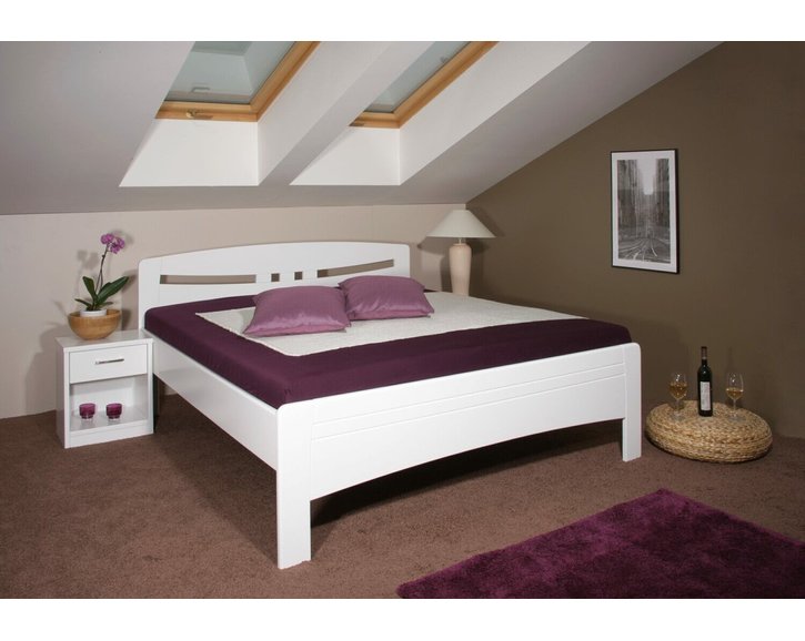 Posteľ dvojlôžko  z masivu EVITA 6 , masiv buk - lak biela