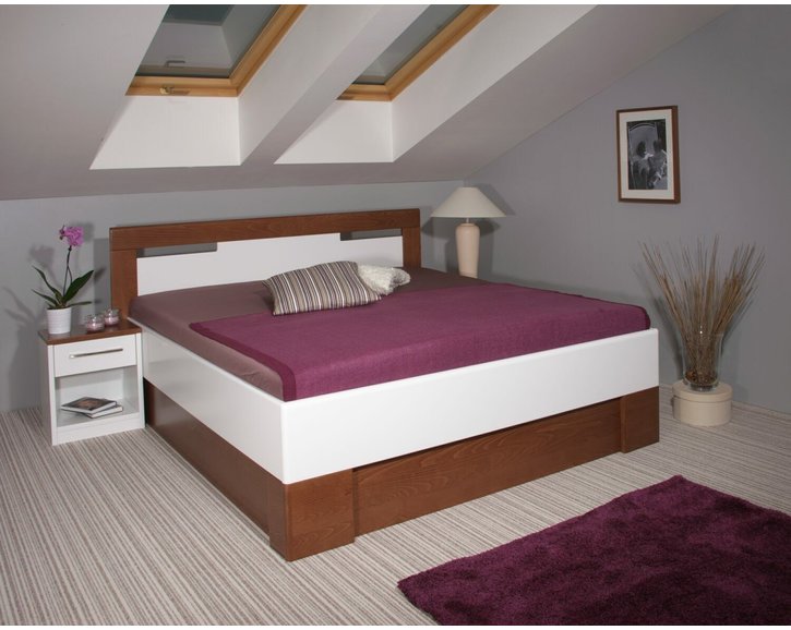 Zvýšená posteľ s úložným priestorom VAREZZA 5 senior 160x200, 180x200, masiv buk, biela