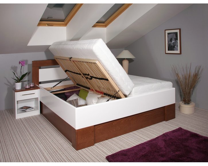 Zvýšená posteľ s úložným priestorom VAREZZA 5 senior 160x200, 180x200, masiv buk, biela