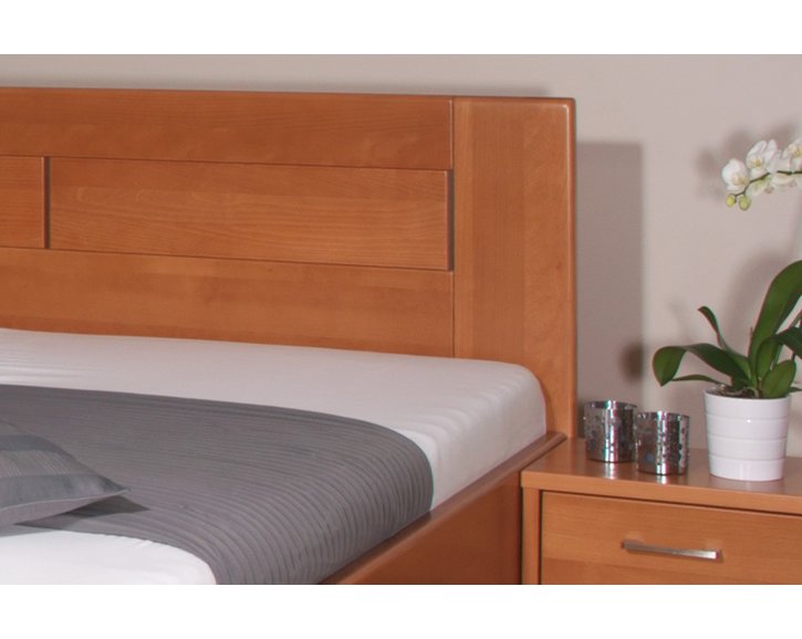 Manželská posteľ s úložným priestorom OLYMPIA 3, masív buk - čerešňa