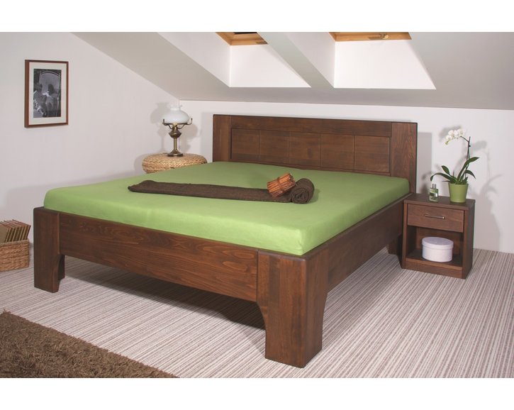 Manželská posteľ z masívu OLYMPIA 2, masív buk - olej orech