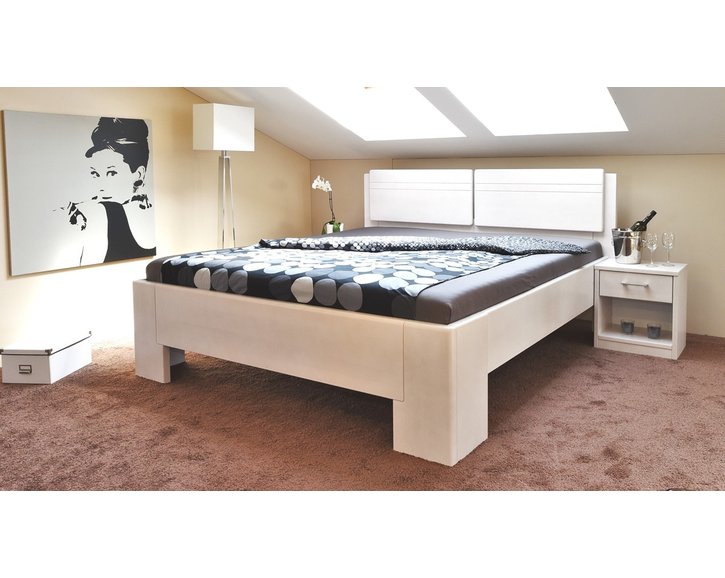 Manželská posteľ z masívu MANHATTAN 2, masív buk - biela