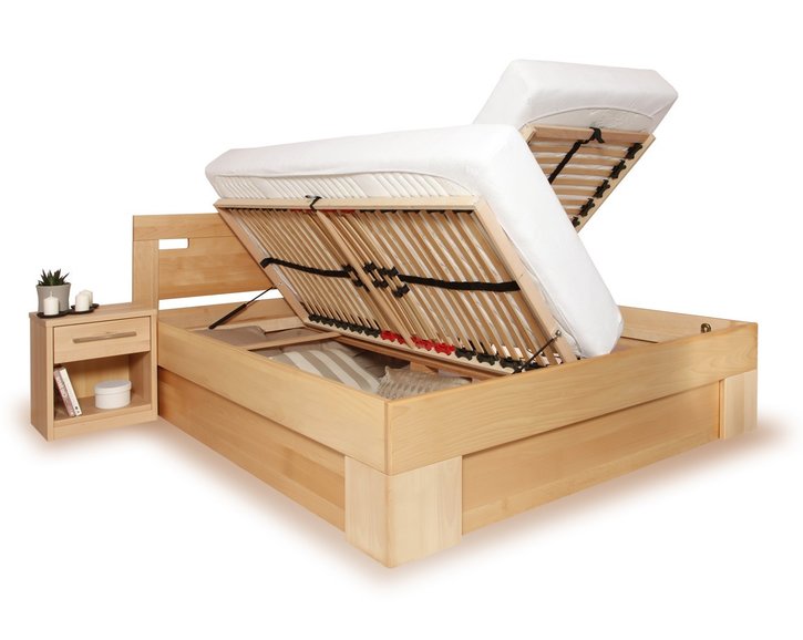 Manželská posteľ s úložným priestorom VAREZZA 6A, 180x220, masiv buk Manželská posteľ s úložným priestorom VAREZZA 6A, 180x220, masiv buk