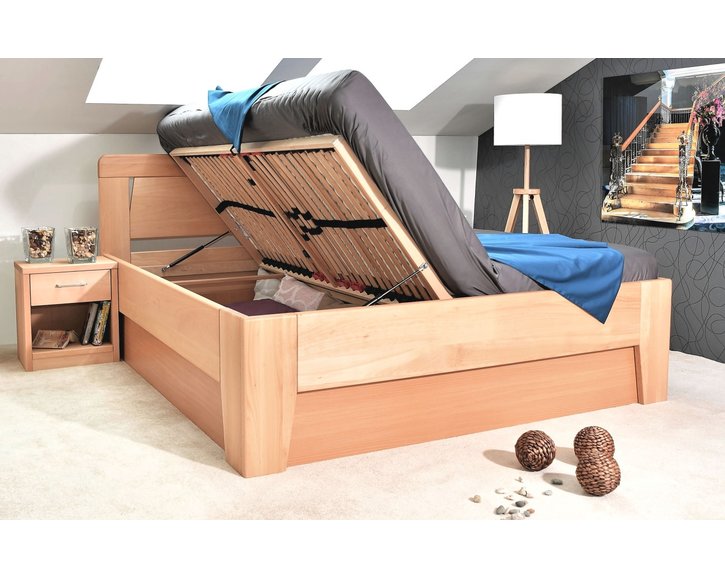 Drevená manželská posteľ s úložným priestorom Venus 1, masív buk