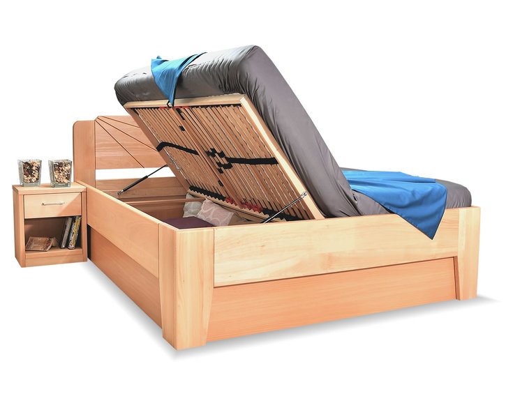 Drevená posteľ dvojlôžko s úložným priestorom Kleopatra 1, masív buk