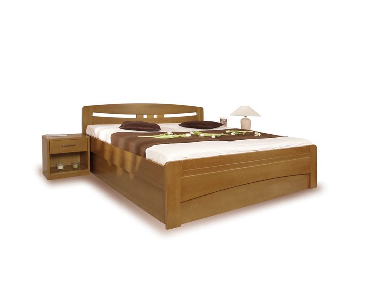 Vysoká posteľ s úložným priestorom EVITA 6, masív buk - morenie tabak